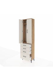 Arges Dolap 2 Raflı 4 Çekmeceli Tek Askılı 60x30x221 Çam-Aytaşı