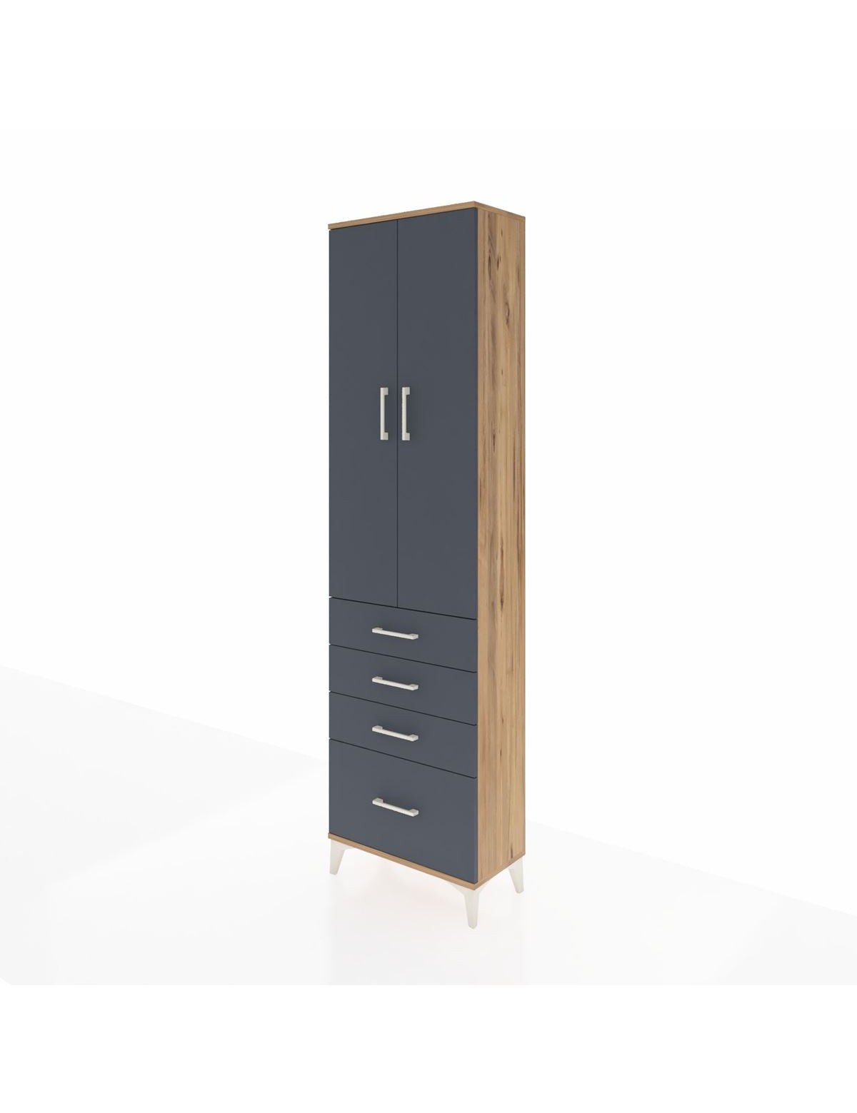 Arges Dolap 2 Raflı 4 Çekmeceli Tek Askılı 60x30x221 - S29M058V8A