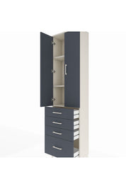 Arges Dolap 3 Raflı 4 Çekmeceli 2 Kapaklı 60x30x221 Aytaşı-Antrasit