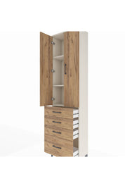 Arges Dolap 3 Raflı 4 Çekmeceli 2 Kapaklı 60x30x221 Aytaşı-Çam