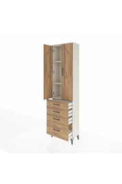 Arges Dolap 3 Raflı 4 Çekmeceli 2 Kapaklı 60x30x221 Aytaşı-Çam