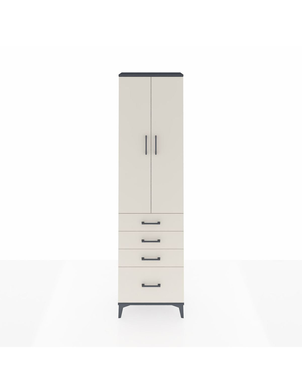 Arges Dolap 3 Raflı 4 Çekmeceli 2 Kapaklı 60x30x221 Antrasit-Aytaşı