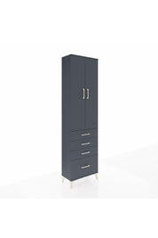 Arges Dolap 3 Raflı 4 Çekmeceli 2 Kapaklı 60x30x221 Antrasit-Antrasit