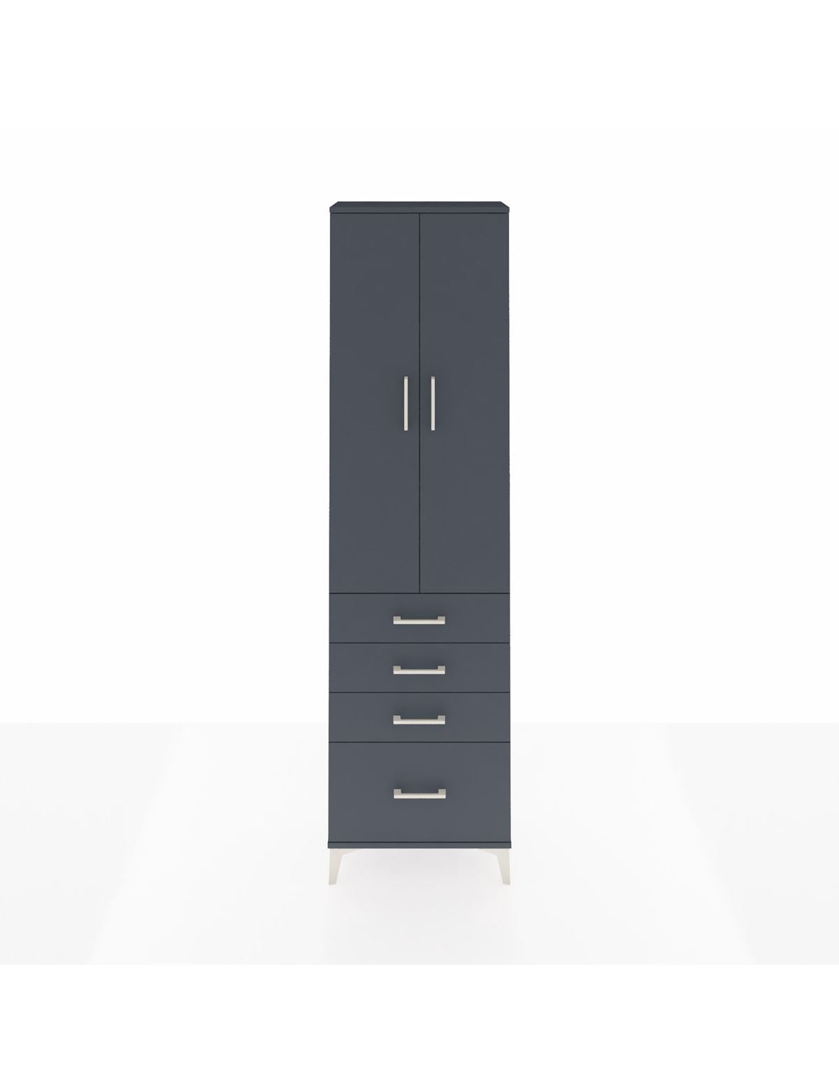 Arges Dolap 3 Raflı 4 Çekmeceli 2 Kapaklı 60x30x221 Antrasit-Antrasit