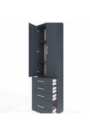 Arges Dolap 3 Raflı 4 Çekmeceli 2 Kapaklı 60x30x221 Antrasit-Antrasit