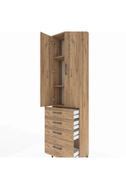 Arges Dolap 3 Raflı 4 Çekmeceli 2 Kapaklı 60x30x221 Çam-Çam