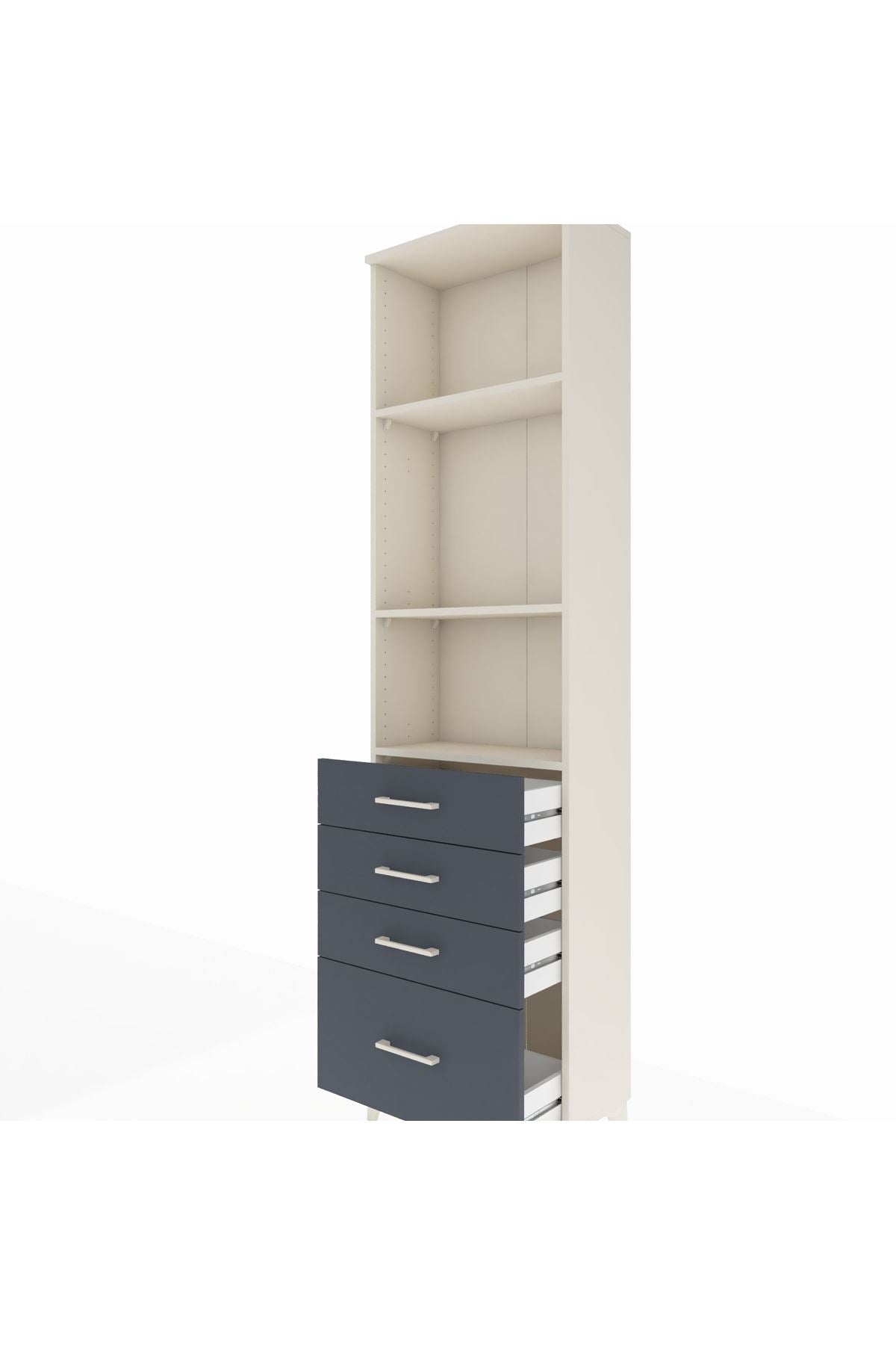 Arges Dolap 3 Raflı 4 Çekmeceli 60x30x221 Aytaşı-Antrasit