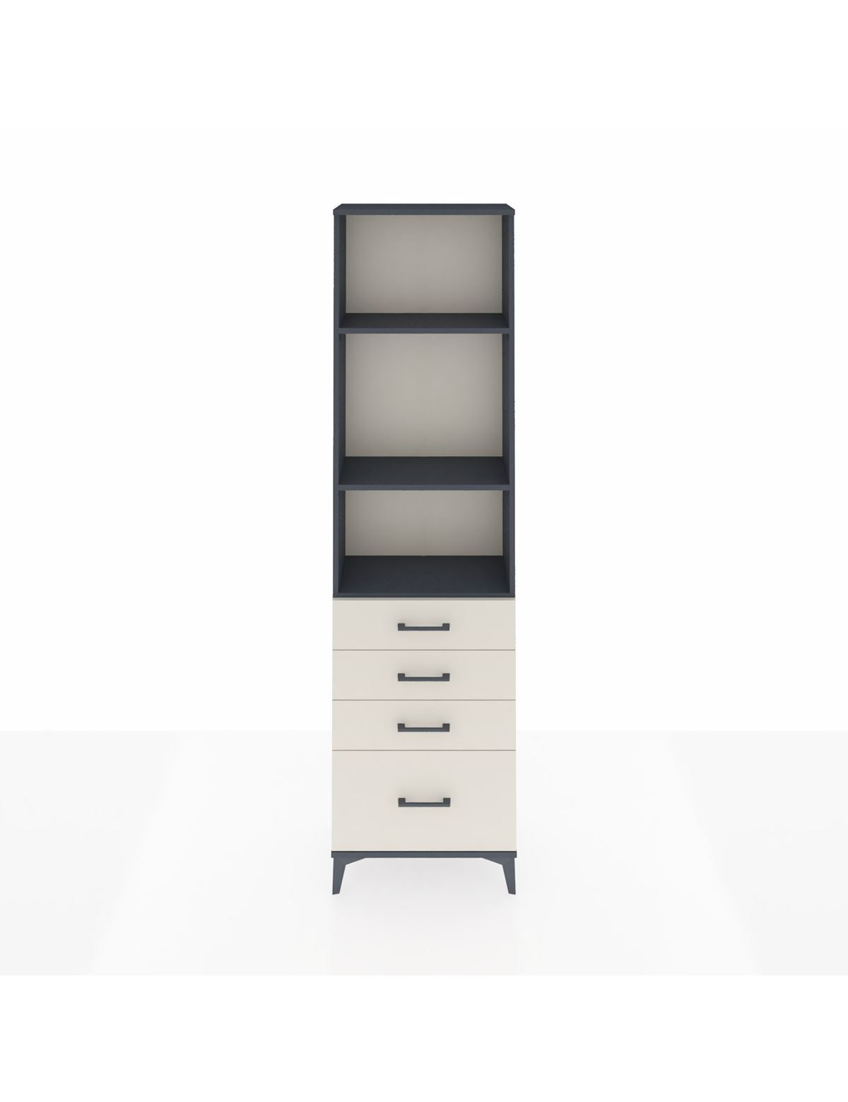 Arges Dolap 3 Raflı 4 Çekmeceli 60x30x221 Antrasit-Aytaşı