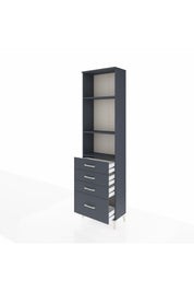 Arges Dolap 3 Raflı 4 Çekmeceli 60x30x221 Antrasit-Antrasit