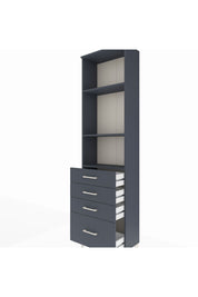 Arges Dolap 3 Raflı 4 Çekmeceli 60x30x221 Antrasit-Antrasit