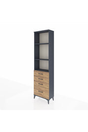 Arges Dolap 3 Raflı 4 Çekmeceli 60x30x221 Antrasit-Çam