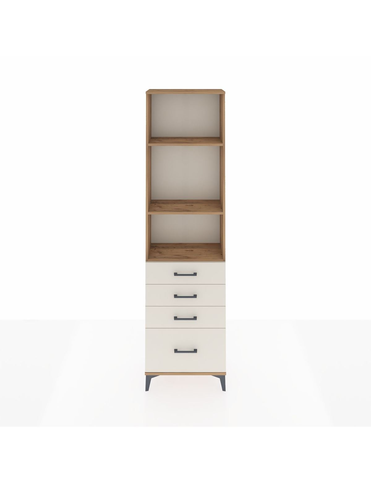 Arges Dolap 3 Raflı 4 Çekmeceli 60x30x221 Çam-Aytaşı