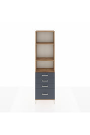 Arges Dolap 3 Raflı 4 Çekmeceli 60x30x221 Çam-Antrasit