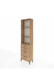 Arges Dolap 3 Raflı 4 Çekmeceli 60x30x221 Çam-Çam