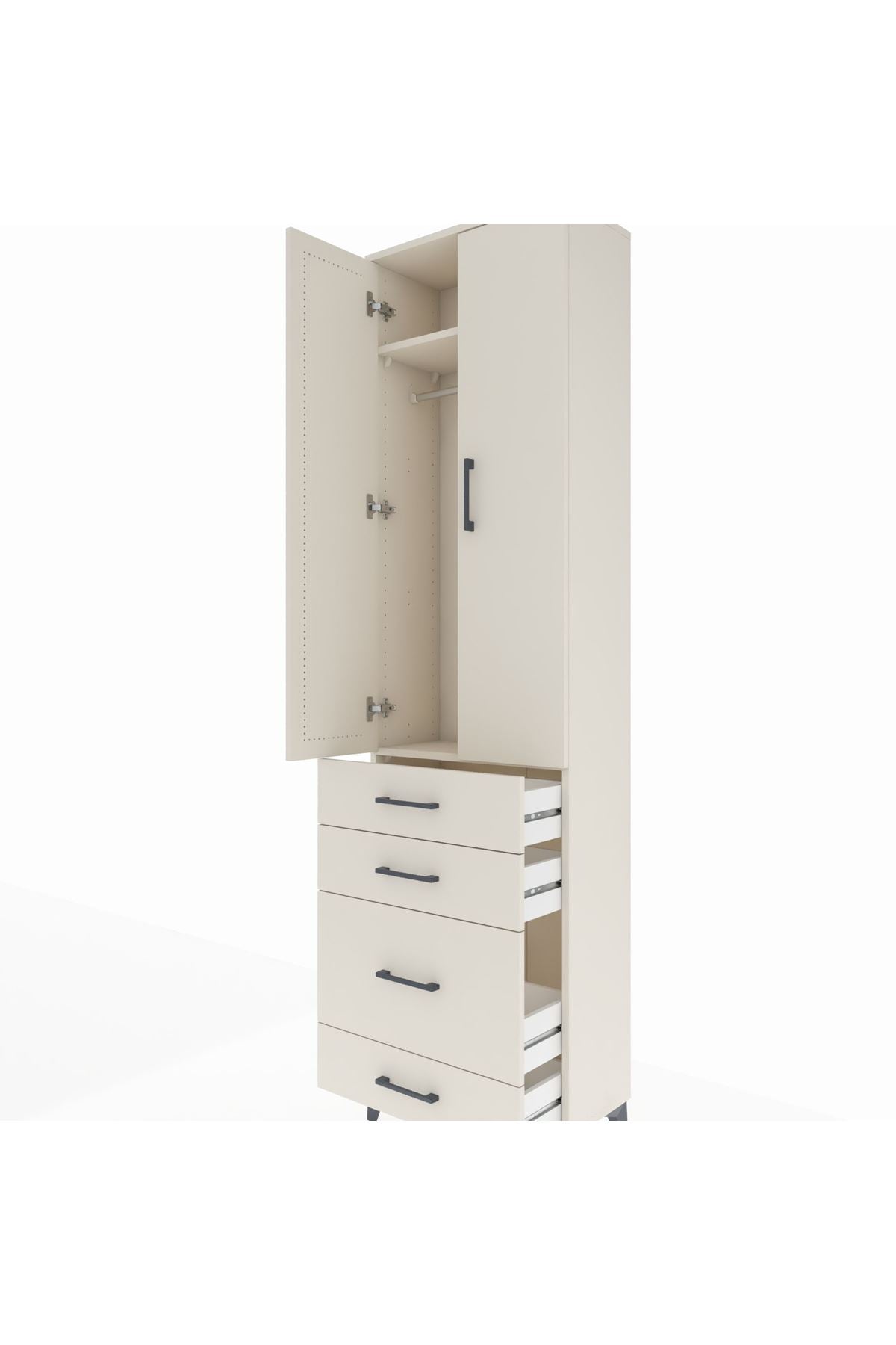 Arges Dolap 2 Raflı 4 Çekmeceli Tek Askılı 60x30x221 Aytaşı-Aytaşı