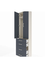 Arges Dolap 2 Raflı 4 Çekmeceli Tek Askılı 60x30x221 Aytaşı-Antrasit