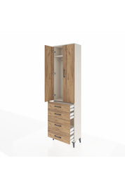 Arges Dolap 2 Raflı 4 Çekmeceli Tek Askılı 60x30x221 Aytaşı-Çam