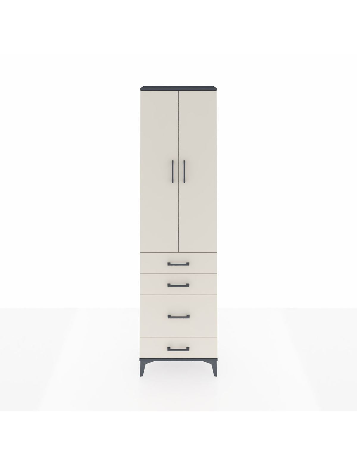 Arges Dolap 2 Raflı 4 Çekmeceli Tek Askılı 60x30x221 Antrasit-Aytaşı