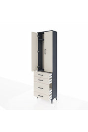 Arges Dolap 2 Raflı 4 Çekmeceli Tek Askılı 60x30x221 Antrasit-Aytaşı