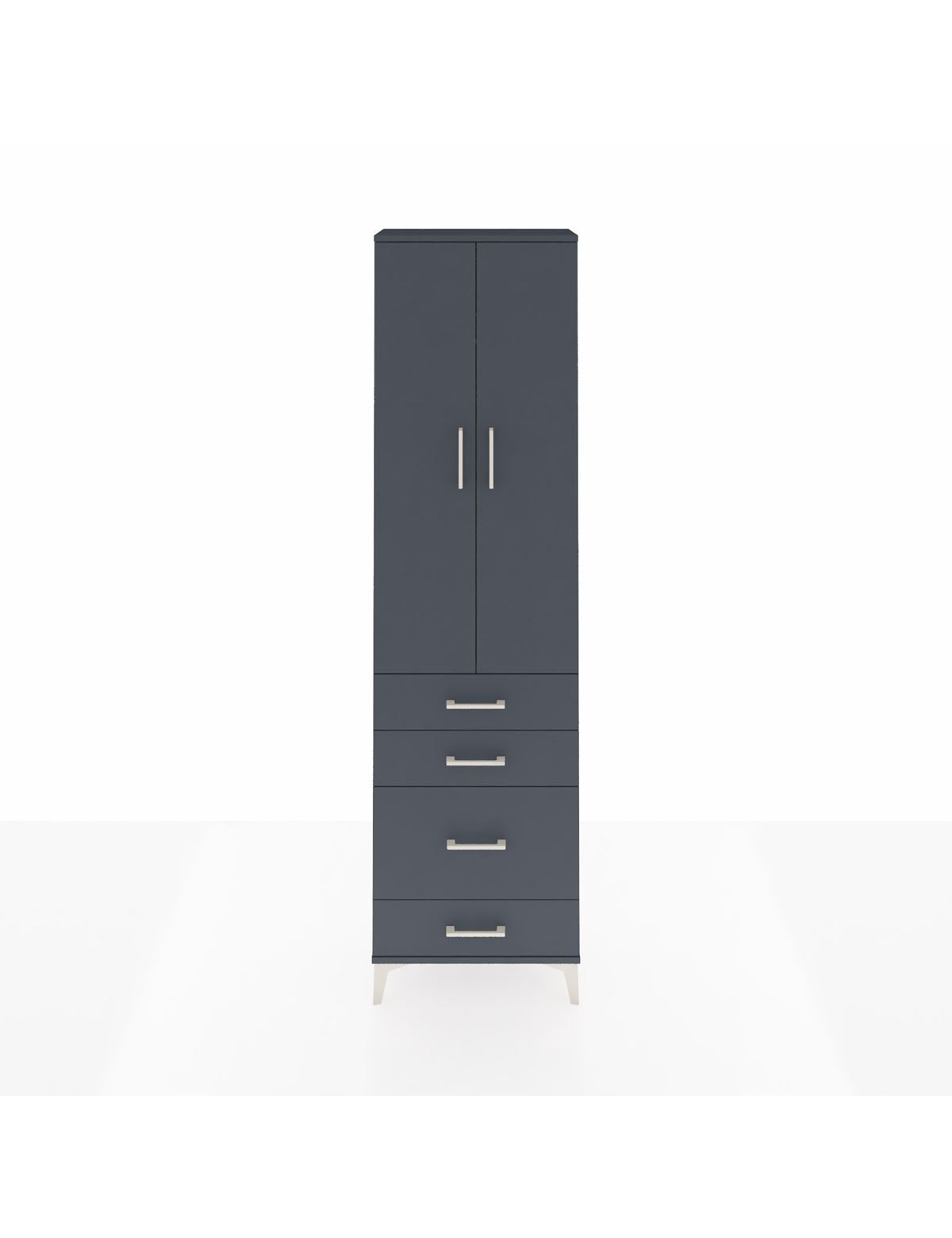 Arges Dolap 2 Raflı 4 Çekmeceli Tek Askılı 60x30x221 Antrasit-Antrasit