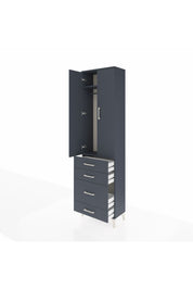 Arges Dolap 2 Raflı 4 Çekmeceli Tek Askılı 60x30x221 Antrasit-Antrasit