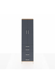 Arges Dolap 2 Raflı 4 Çekmeceli Tek Askılı 60x30x221 Çam-Antrasit