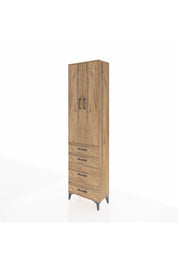 Arges Dolap 2 Raflı 4 Çekmeceli Tek Askılı 60x30x221 Çam-Çam