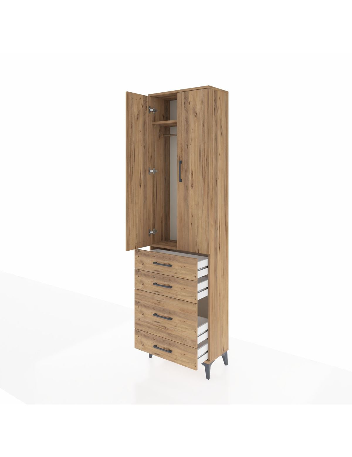 Arges Dolap 2 Raflı 4 Çekmeceli Tek Askılı 60x30x221 - S29M061V9A