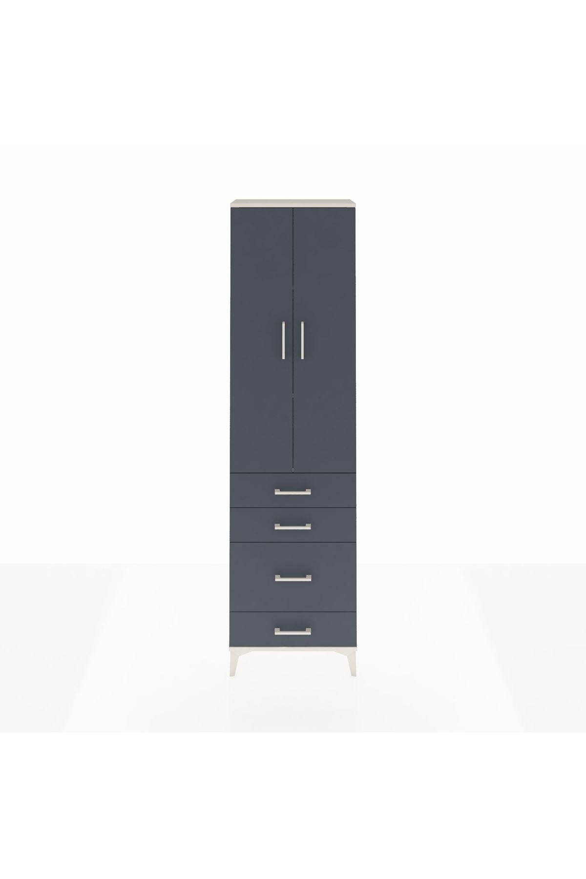 Arges Dolap 3 Raflı 4 Çekmeceli 2 Kapaklı 60x30x221 Aytaşı-Antrasit