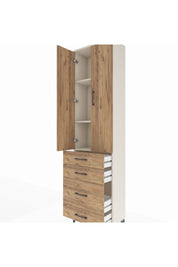 Arges Dolap 3 Raflı 4 Çekmeceli 2 Kapaklı 60x30x221 Aytaşı-Çam