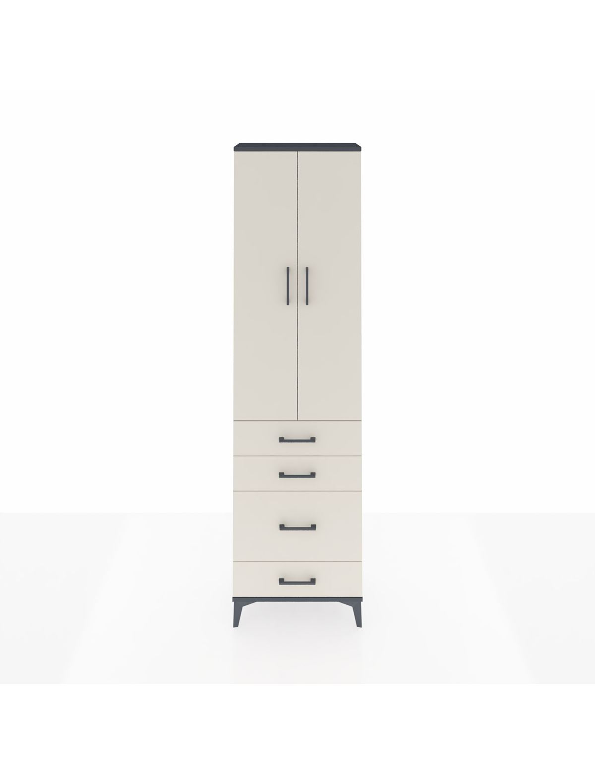 Arges Dolap 3 Raflı 4 Çekmeceli 2 Kapaklı 60x30x221 Antrasit-Aytaşı