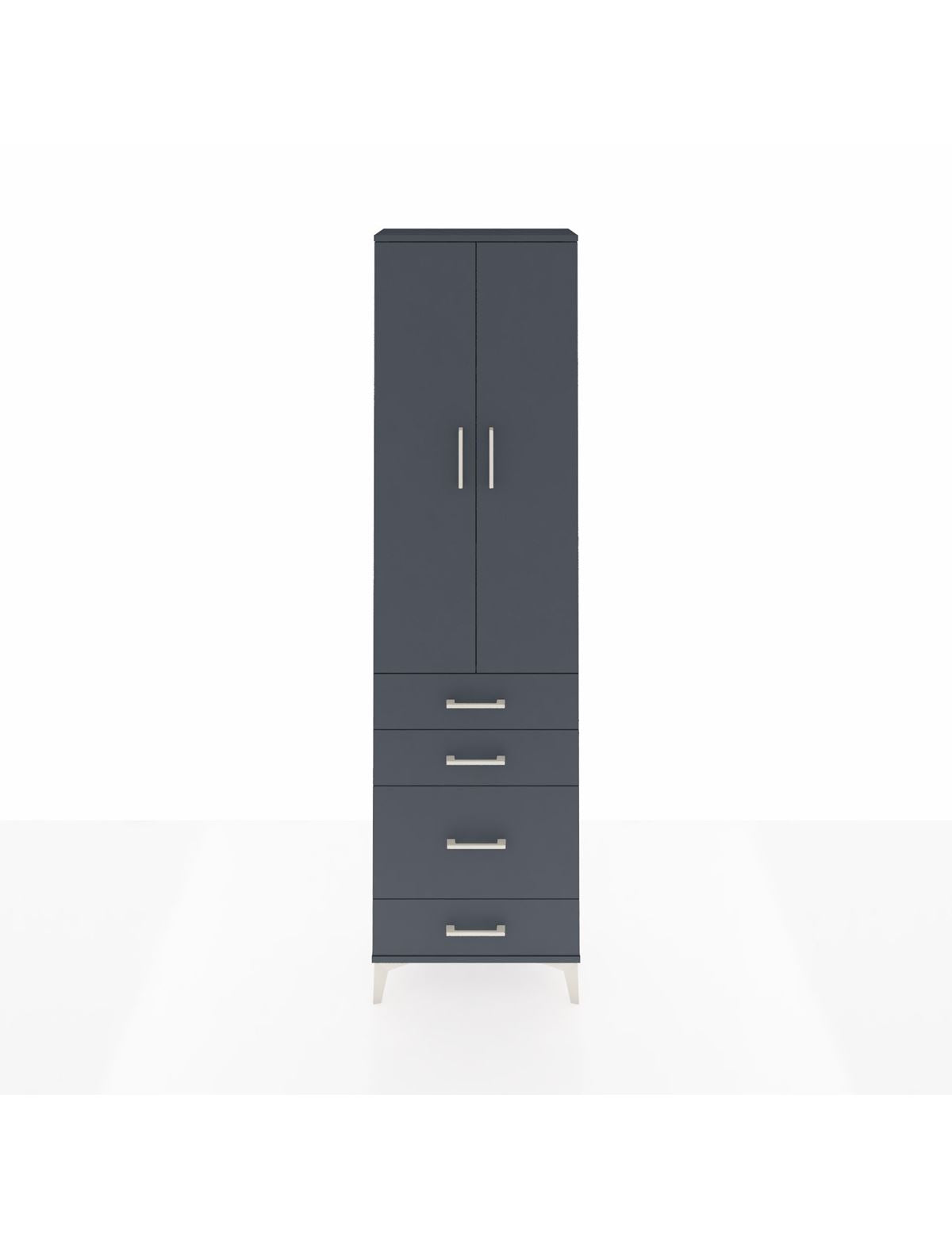 Arges Dolap 3 Raflı 4 Çekmeceli 2 Kapaklı 60x30x221 Antrasit-Antrasit