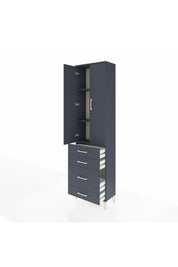 Arges Dolap 3 Raflı 4 Çekmeceli 2 Kapaklı 60x30x221 Antrasit-Antrasit