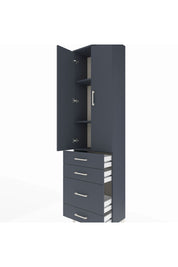 Arges Dolap 3 Raflı 4 Çekmeceli 2 Kapaklı 60x30x221 Antrasit-Antrasit