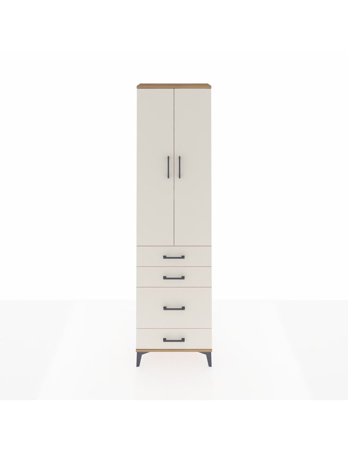 Arges Dolap 3 Raflı 4 Çekmeceli 2 Kapaklı 60x30x221 Çam-Aytaşı