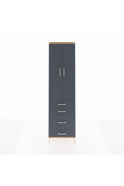 Arges Dolap 3 Raflı 4 Çekmeceli 2 Kapaklı 60x30x221 Çam-Antrasit