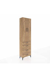 Arges Dolap 3 Raflı 4 Çekmeceli 2 Kapaklı 60x30x221 Çam-Çam