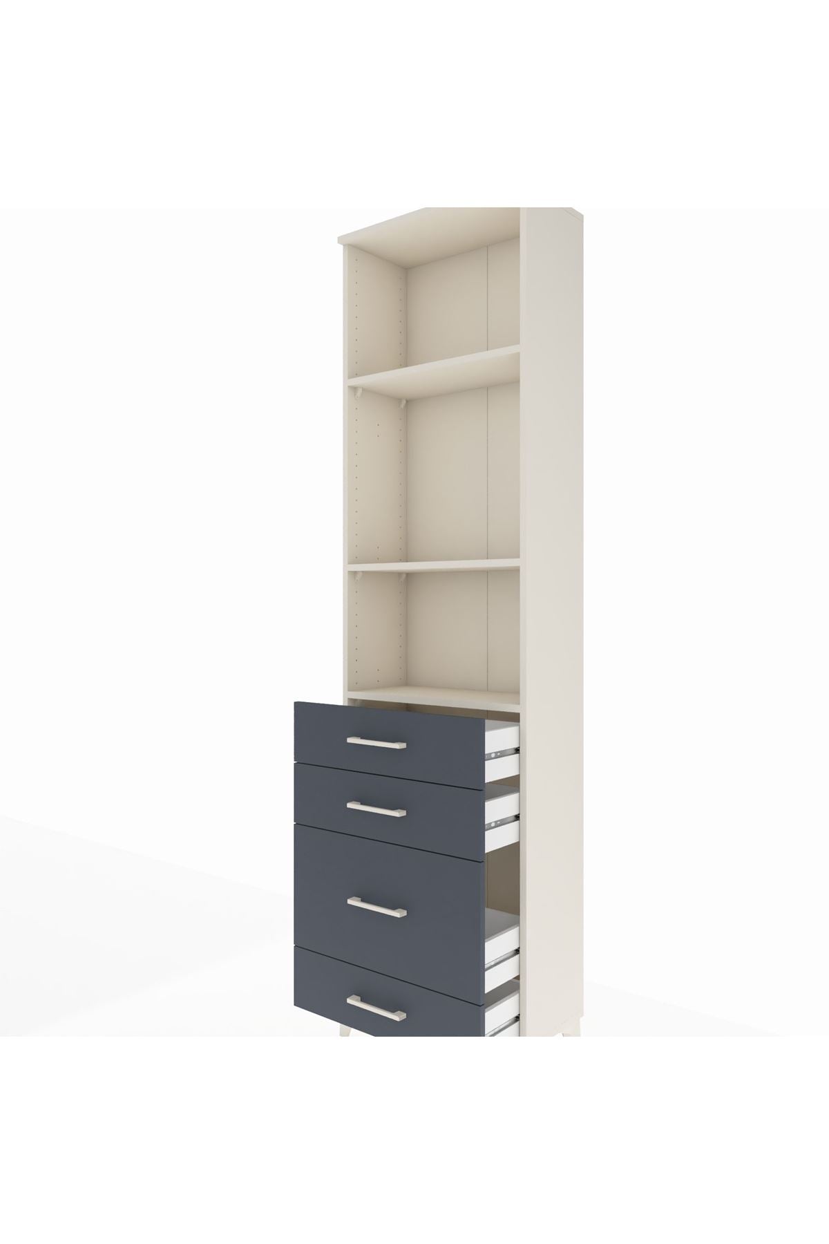 Arges Dolap 3 Raflı 4 Çekmeceli 60x30x221 Aytaşı-Antrasit