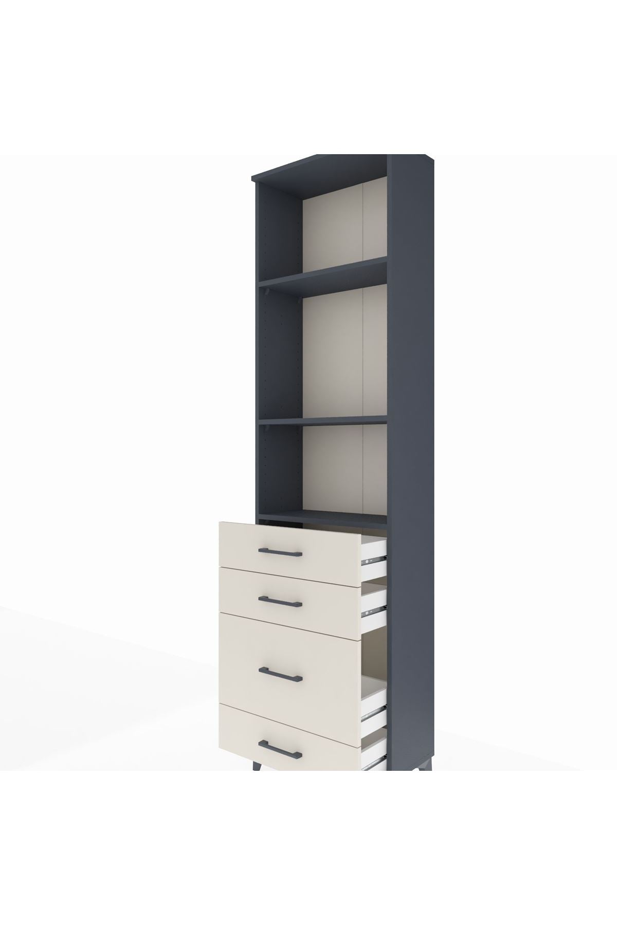 Arges Dolap 3 Raflı 4 Çekmeceli 60x30x221 Antrasit-Aytaşı