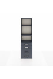 Arges Dolap 3 Raflı 4 Çekmeceli 60x30x221 Antrasit-Antrasit