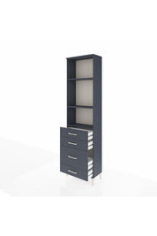 Arges Dolap 3 Raflı 4 Çekmeceli 60x30x221 Antrasit-Antrasit