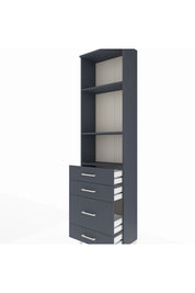 Arges Dolap 3 Raflı 4 Çekmeceli 60x30x221 Antrasit-Antrasit