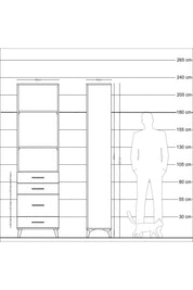 Arges Dolap 3 Raflı 4 Çekmeceli 60x30x221 Antrasit-Çam