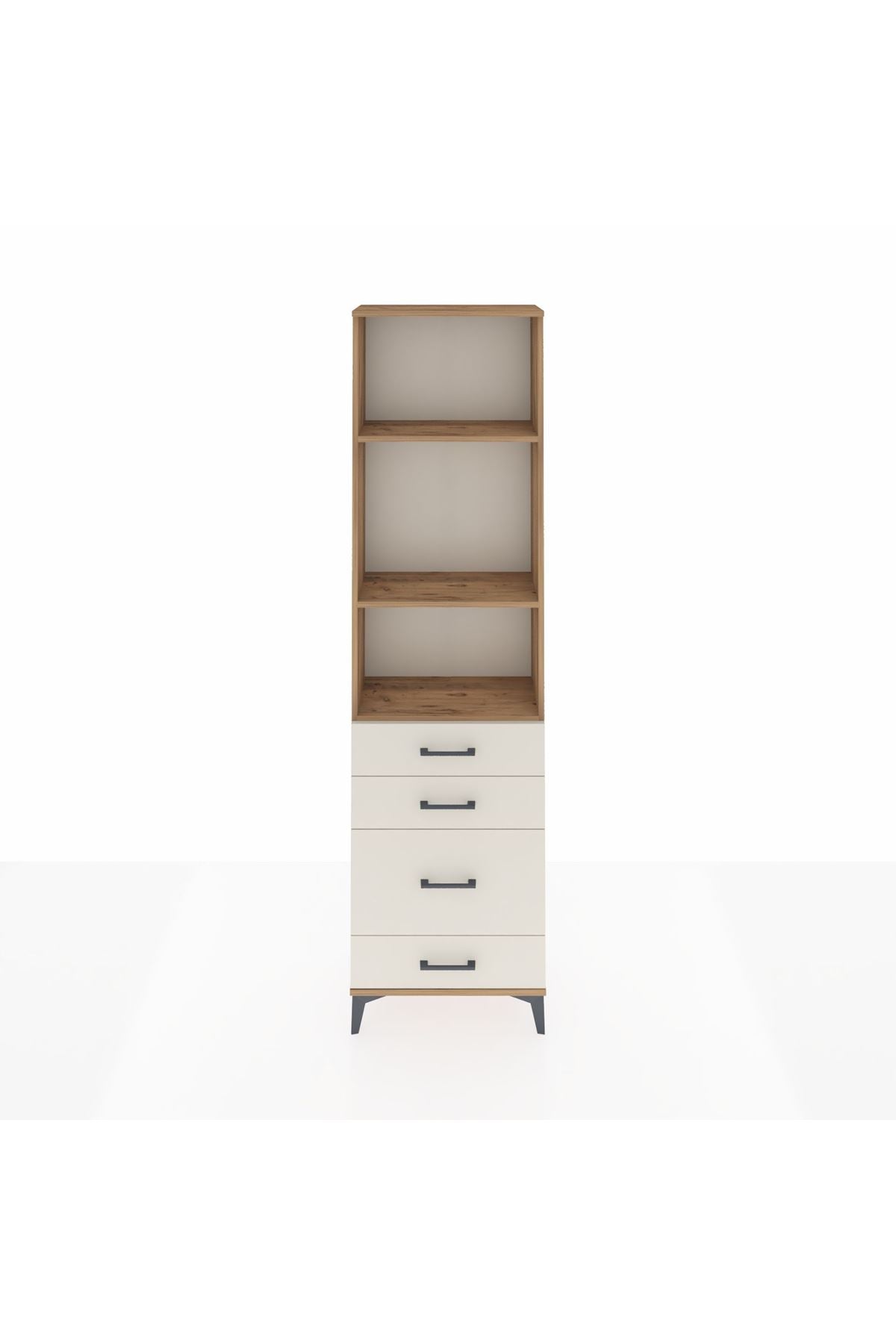 Arges Dolap 3 Raflı 4 Çekmeceli 60x30x221 Çam-Aytaşı