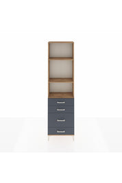 Arges Dolap 3 Raflı 4 Çekmeceli 60x30x221 Çam-Antrasit