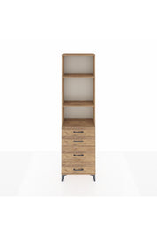 Arges Dolap 3 Raflı 4 Çekmeceli 60x30x221 Çam-Çam