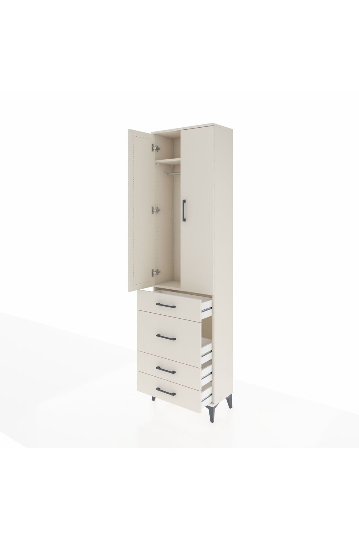 Arges Dolap 2 Raflı 4 Çekmeceli Tek Askılı 60x30x221 Aytaşı-Aytaşı