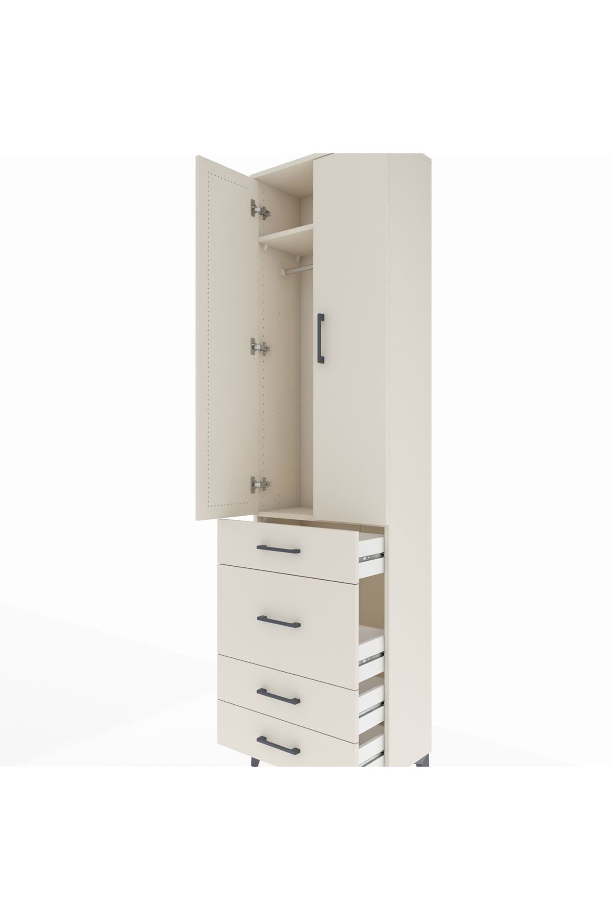 Arges Dolap 2 Raflı 4 Çekmeceli Tek Askılı 60x30x221 Aytaşı-Aytaşı