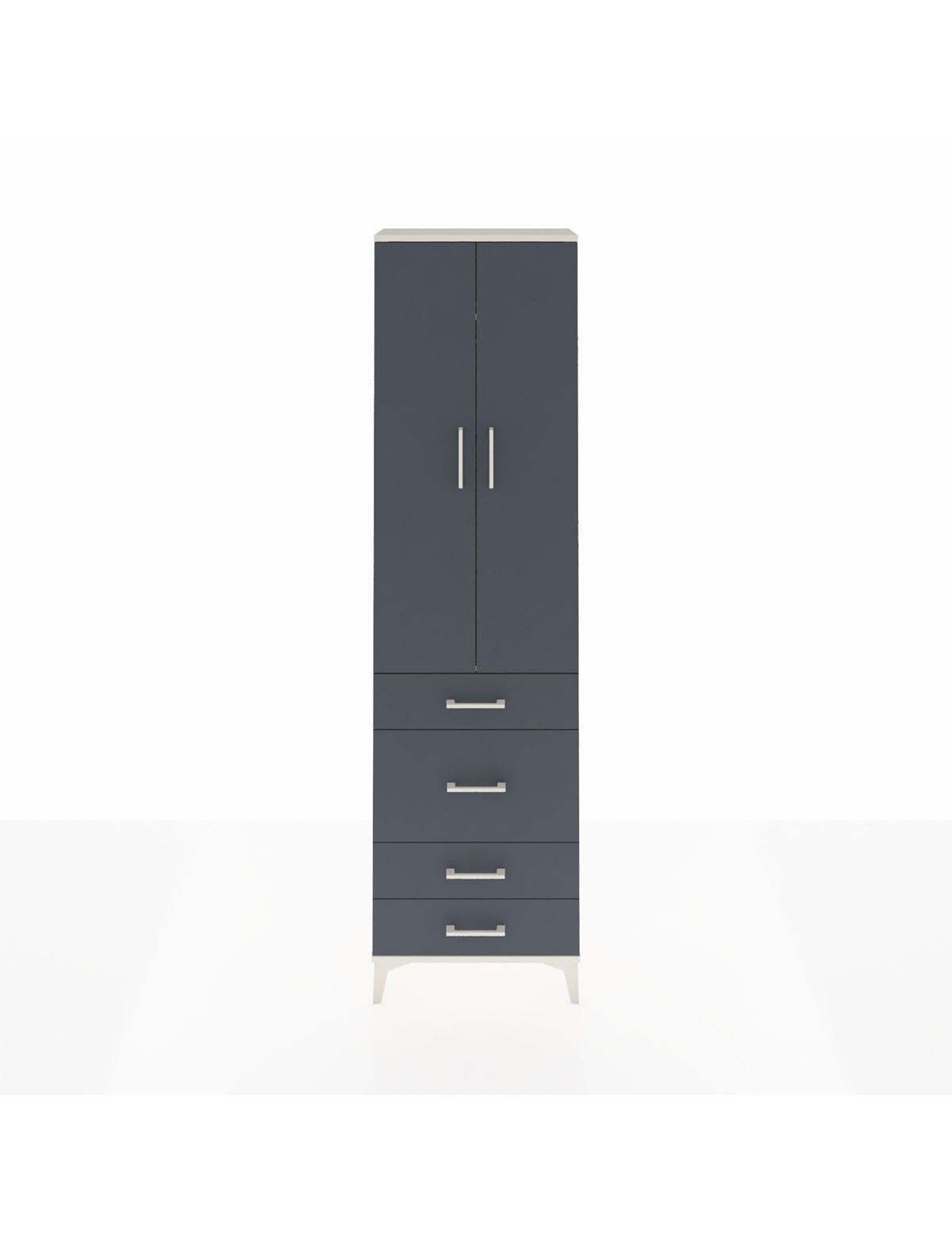 Arges Dolap 2 Raflı 4 Çekmeceli Tek Askılı 60x30x221 Aytaşı-Antrasit