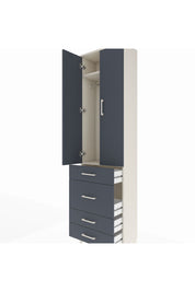 Arges Dolap 2 Raflı 4 Çekmeceli Tek Askılı 60x30x221 Aytaşı-Antrasit